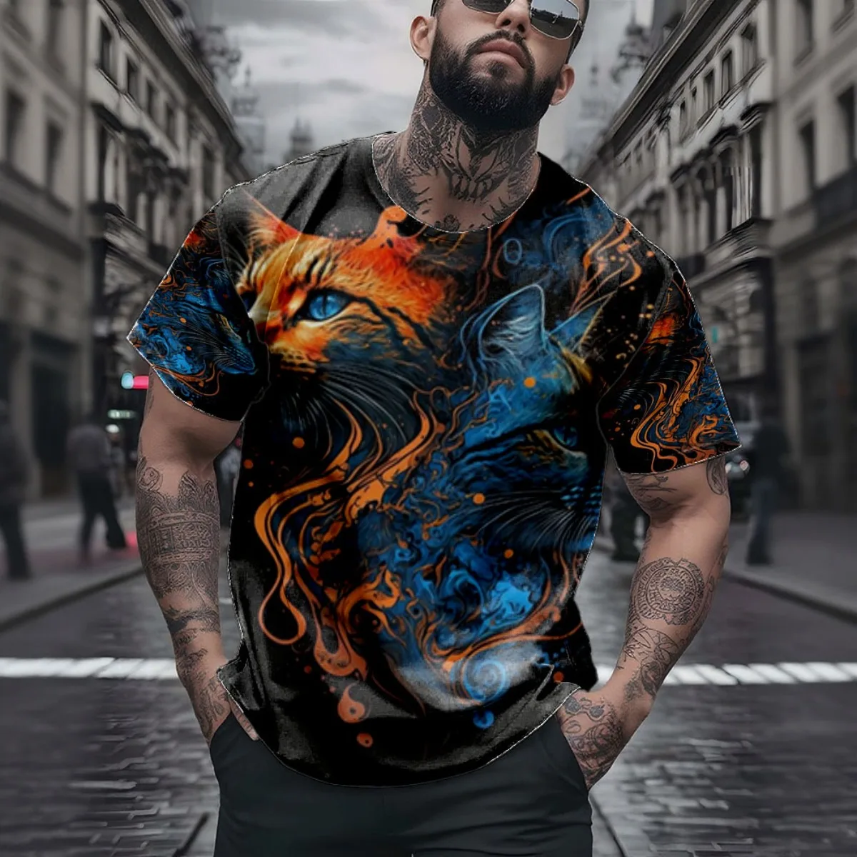 

a of a sleeping on top of a mushroom with the in the back New Arrival Fashion Men's Short Sleeve Al