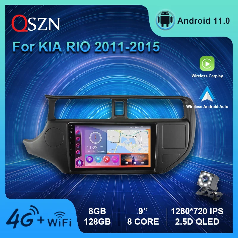 

QSZN 2K QLED Android 12 Car Radio For KIA RIO K3 PRIDE 2011 - 2015 Multimedia Video Player GPS 4G Carplay Auto Navigation Stereo