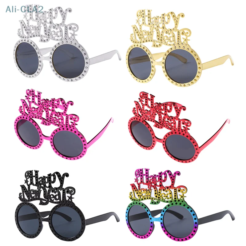 

Happy New Year Plastic Glasses Funny Eyeglasses Frame Photo Booth Props New Year Eve Party Decoration Christmas Supplies