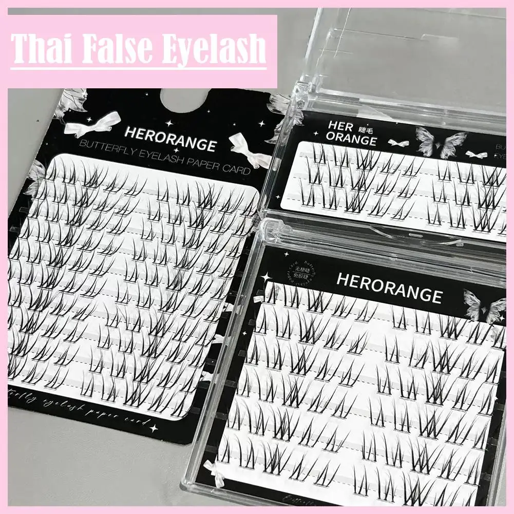 Estilo tailandês cílios postiços segmentados olhos naturais maquiagem cílios cola cílios extensão falsa diy sem necessidade cluster auto-adh w0v9