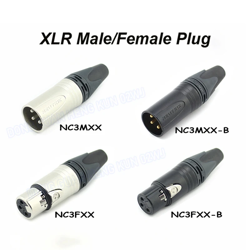 

NC3MXX-B XLR Microphone Plug With Color Anti Roll Ring Gold/Silver Contact Speaker Balanced Audio Connector