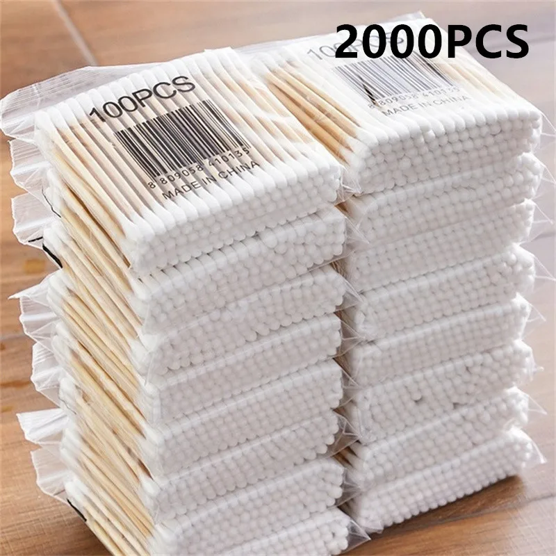 500/1000/2000pcs Double Head Cotton Buds Tip Cotton Swab Women Makeup For Wood Sticks Nose Ears Cleaning Health Care Tools