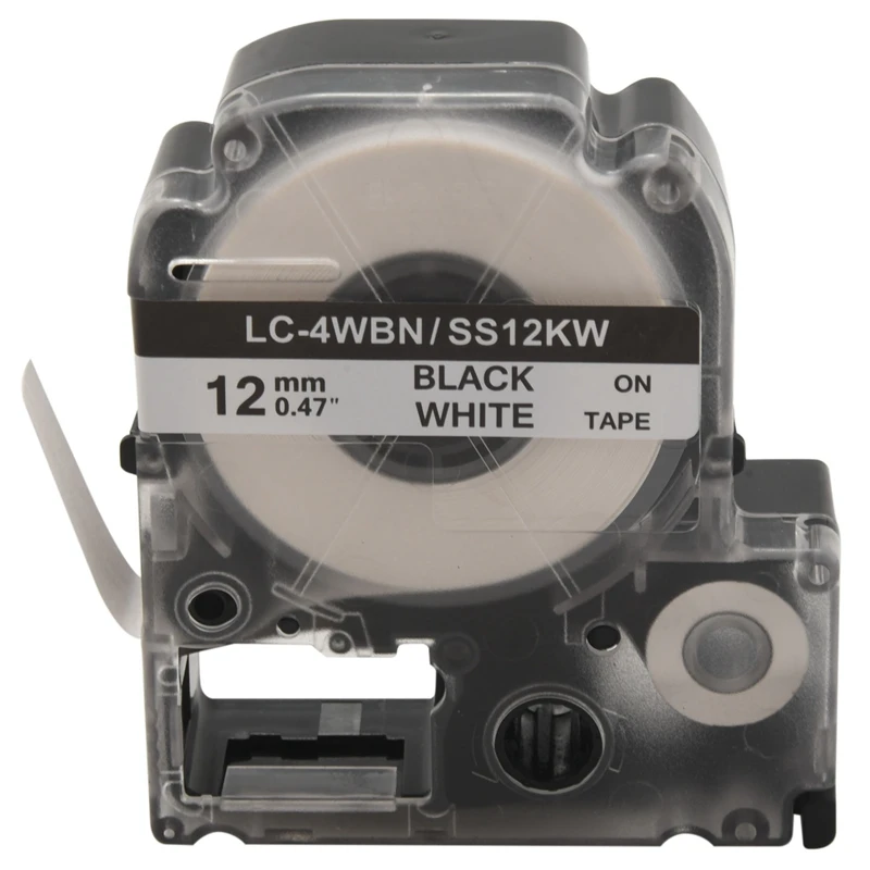 5 عبوات من أشرطة الملصقات LK-4WBN LC-4WBN9(SS12KW) لـ Epson Labelworks LW300 LW400 LW500 LW700 باللون الأسود على الأبيض 1/2 بوصة × 26.2