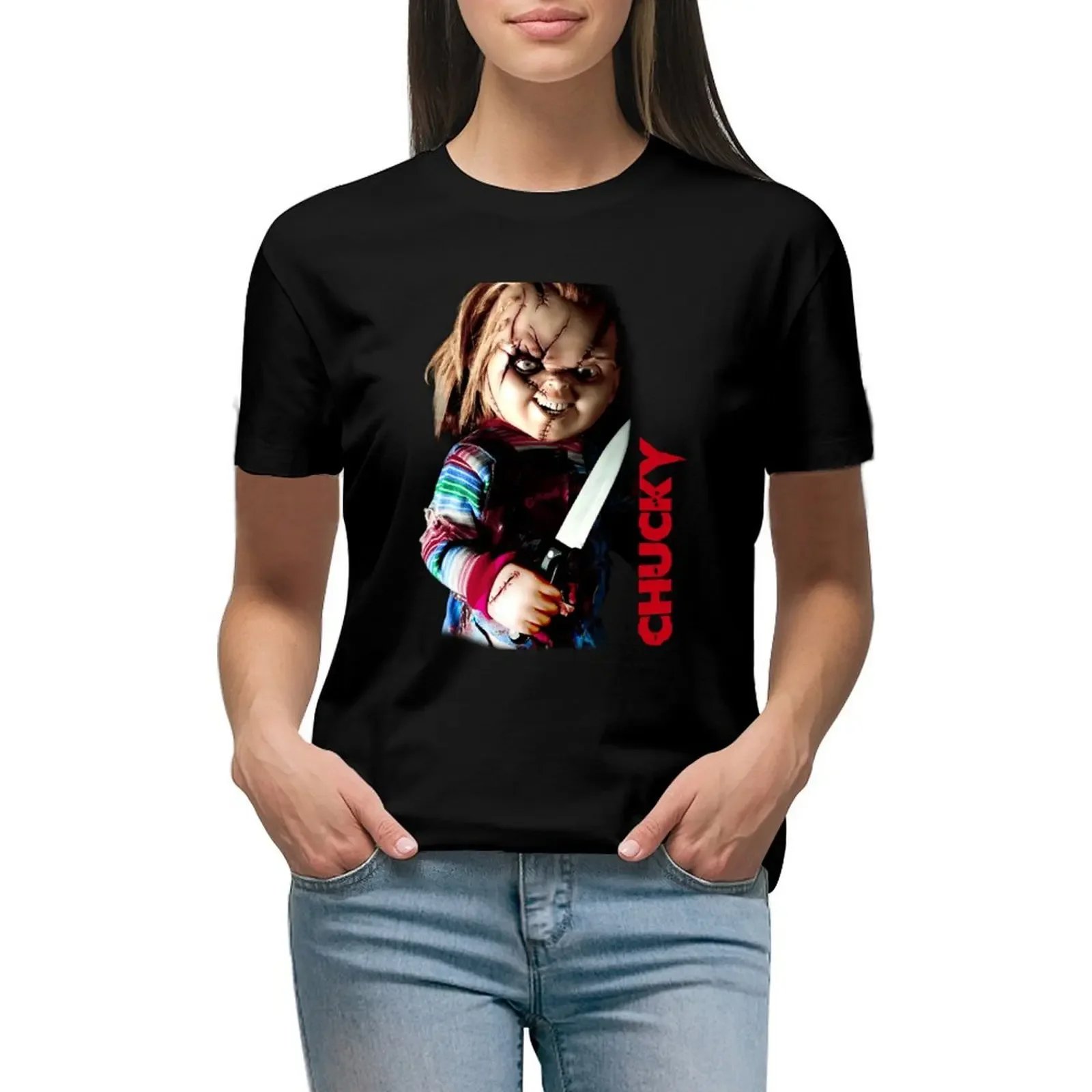 

Chucky Doll Ugly T-shirt cute tops hippie clothes Women's tee shirt