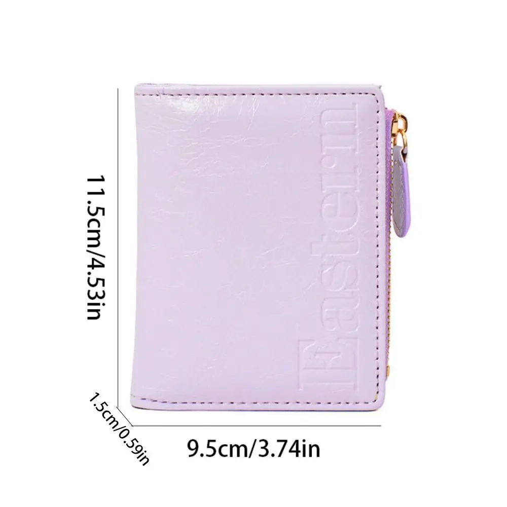 Portafoglio corto bifold stile coreano Porta carte di credito in pelle PU ultra sottile Porta carte pieghevole con pochette corta multi slot da donna