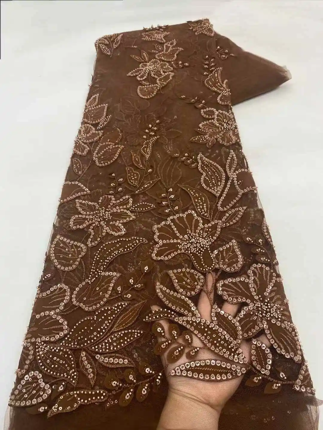 نسيج الدانتيل الأفريقي 2025 اليدوية مطرز أقمشة الدانتيل فرنسا الترتر النيجيري التطريز الزفاف شبكة نسيج الدانتيل للخياطة