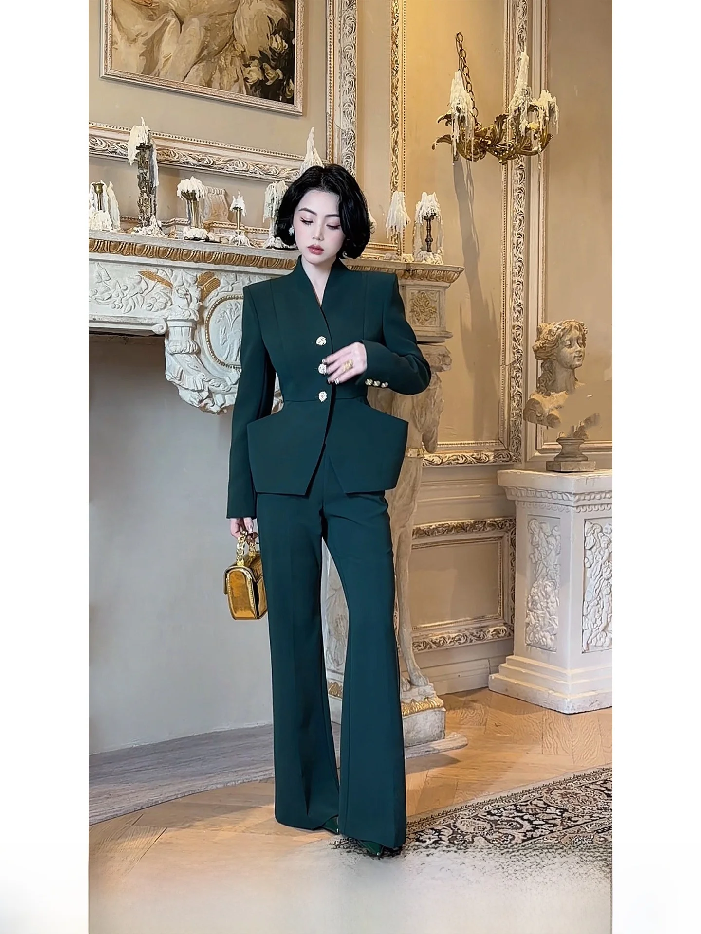 

LYXJ Ранняя весна 2026: Модный комплект Buxton Moss – женский костюм с длинным рукавом и брюками в едином цвете