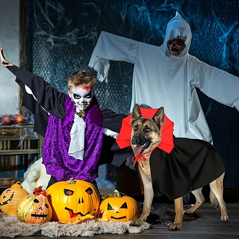 Halloween-Haustierumhang mit Fledermausflügeln, verstellbarer Vampirumhang für Welpen, Kätzchen, Hunde und Katzen, ideal für Cosplay-Partys und Feiertagsdekorationen. – Detail 5
