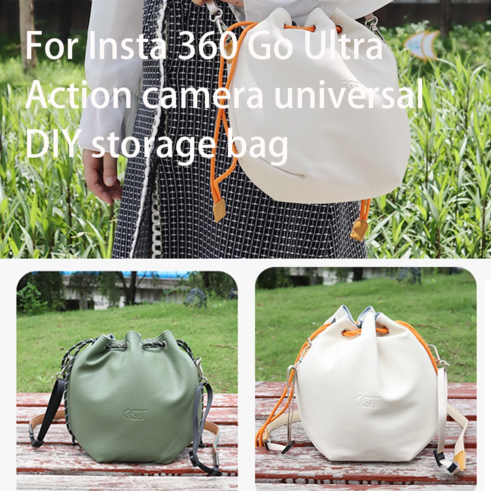 Insta360 Go Ultra、DJI OSMO 360、GoProアクションカメラ対応、DIYファッションレザーショルダーバッグ、ユニバーサル収納バッグ