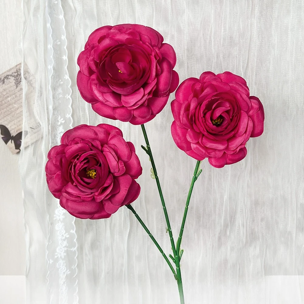 10 Stück Künstliche Blumen Seiden-Lotus Schlafzimmer-Deko Lila Kunstblumen 3-Zweig-Lotus Tischdekoration – Detail 17