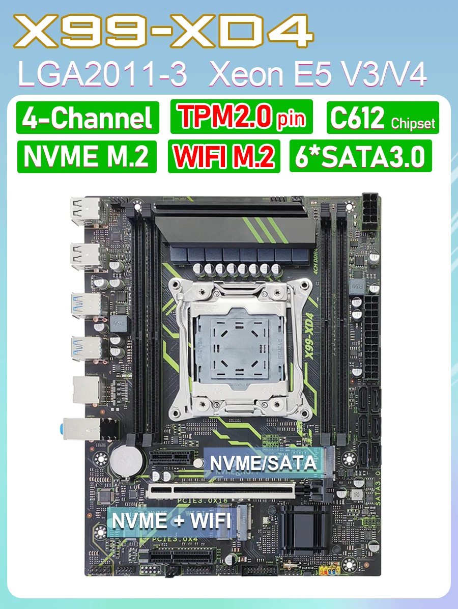 X99 ​XD4 motherboard tpm 2.0 Xeon Kit E5 2680 2690 V4 CPU DDR4 RAM