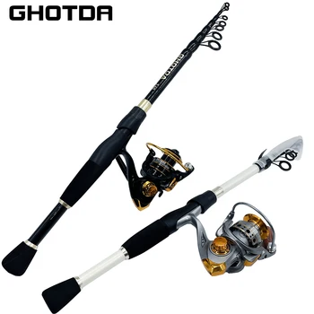 GHOTDA 탄소 섬유 콤보 텔레스코픽 루어 낚싯대, 금속 스풀 스피닝 릴 키트, 1.6M, 1.8M, 2.1M, 2.4M Best5 GHOTDA 탄소 섬유 콤보 텔레스코픽 루어 낚싯대, 금속 스풀 스피닝 릴 키트, 1.6M, 1.8M, 2.1M, 2.4M Best5