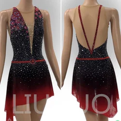 LIUHUO Ice Figure Skating Dress Girls Black Gradient Women Teens Stretchy Spandex Competition Wholesale