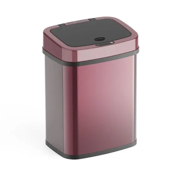 

Automatic Bathroom Trash Can, 3 Gallon StainlSteel, Motion Sensor Hands-Free Soft-Close Lid Garbage Bin, Burgundy