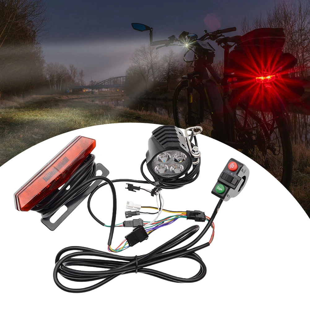

24V-48V Ebike Front Brake Rear Light Set with Horn Bicycle Turn Tail Light Energy Saving Electric Bicycle Replacement Supplies