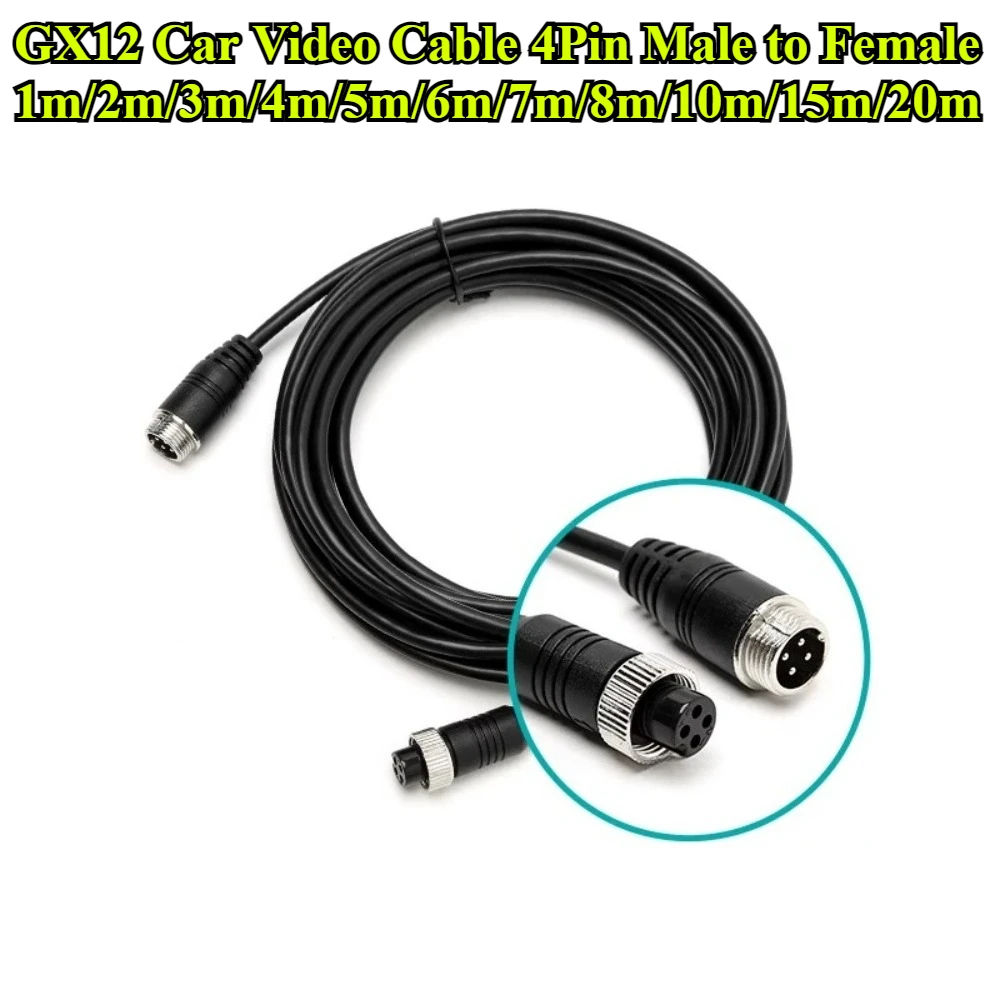 

GX12 12mm Car Video Cable Extension Wire 4Pin Female to Female/Male 0.5/1/2/3/4/5/6-20m for Car Reversing Camera Camper Trailer