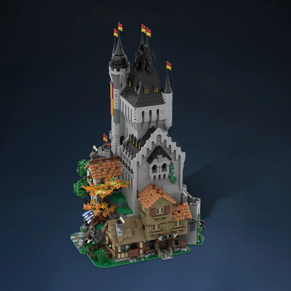 MOC Classic The Lion Knightseds High Tower Model klocki średniowieczne lwy caslte cegły Casltes Gatekeeper Tower zabawka dla dzieci