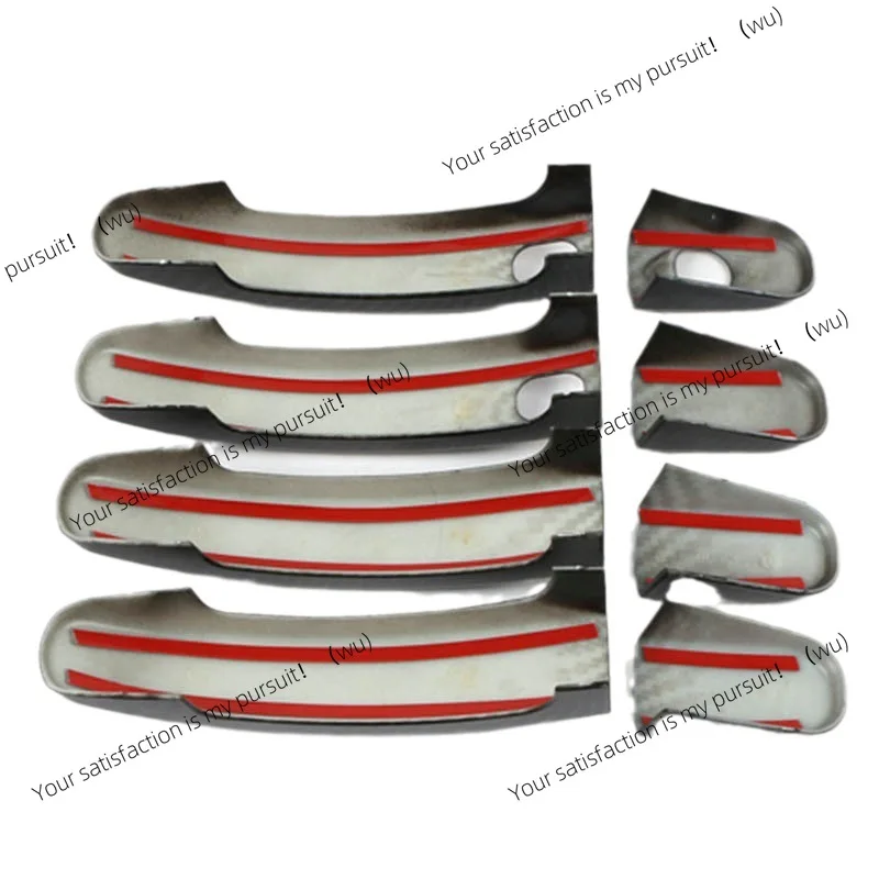 مناسبة لعام 2012 مقبض الثعلب شريط مشرق من ألياف الكربون مطلي مقبض الباب مسند الذراع ملصق مزخرف قطع غيار السيارات #4