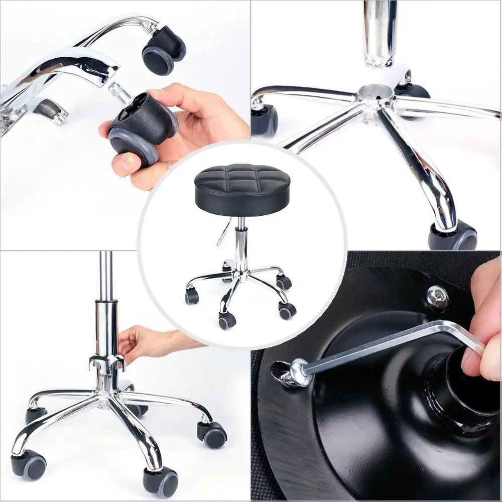 Adjustable Rolling Stools with Wheels, Black Medical Work Stool for Comfort