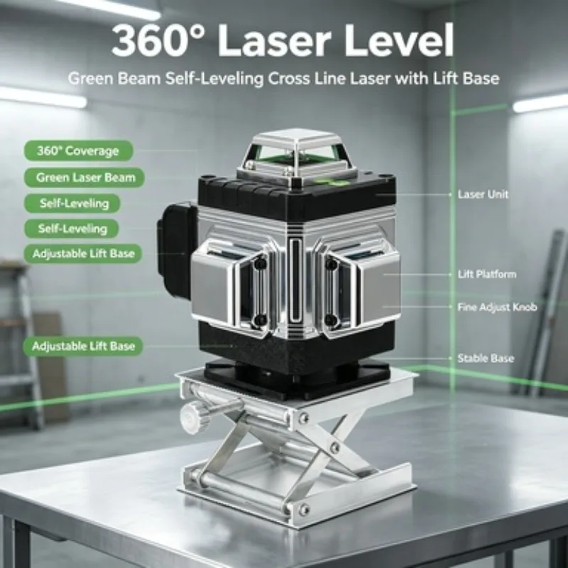 6 Line Green Laser Level 3D Wall Mount High Precision Self Leveling Outdoor Bright Light Construction Measuring Tool
