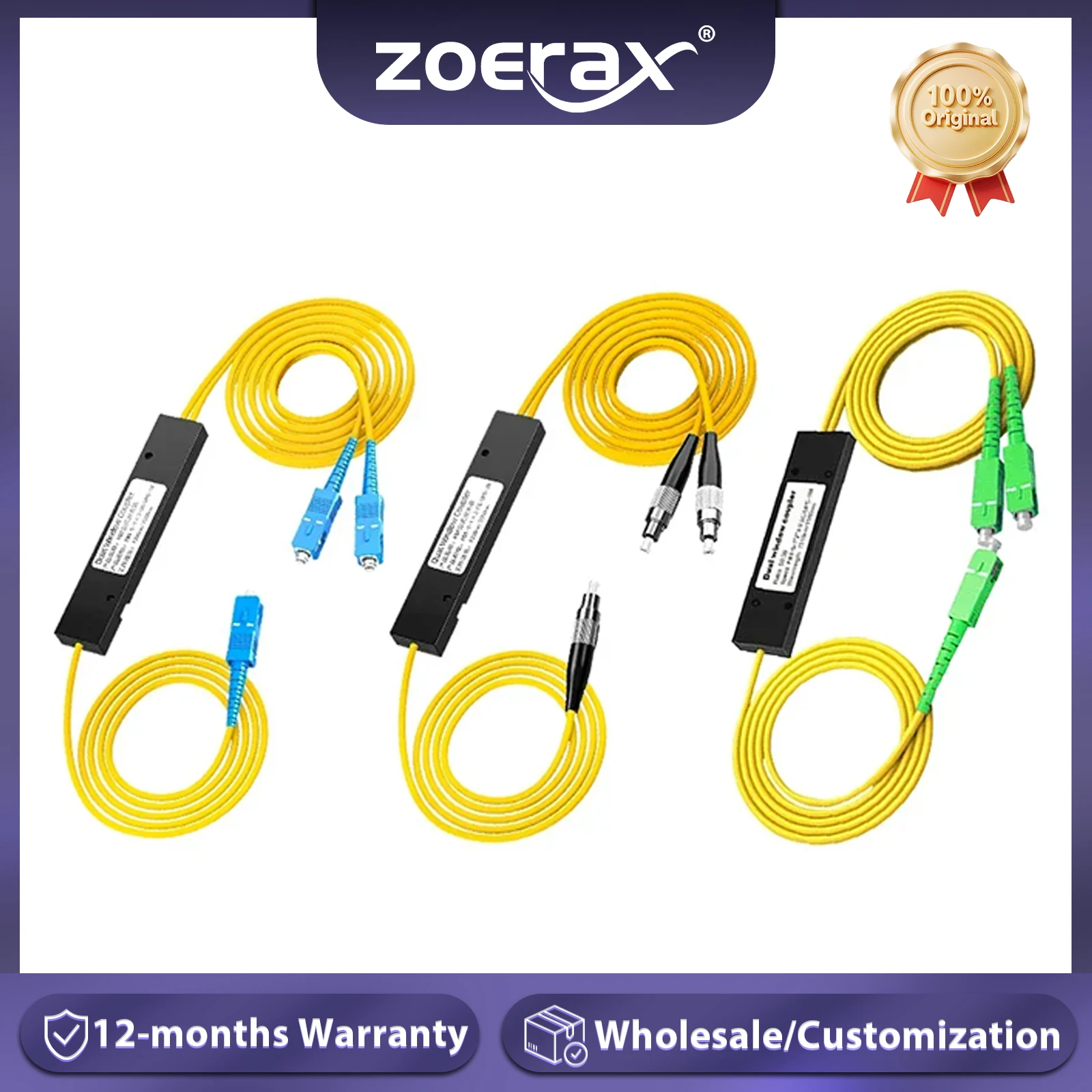 

ZoeRax 1×2 FTTH Fiber Optic Splitter SC A/UPC FC UPC Singlemode Optical Splitter 1 point 2 FBT Coupler Computer Cable Sleeve