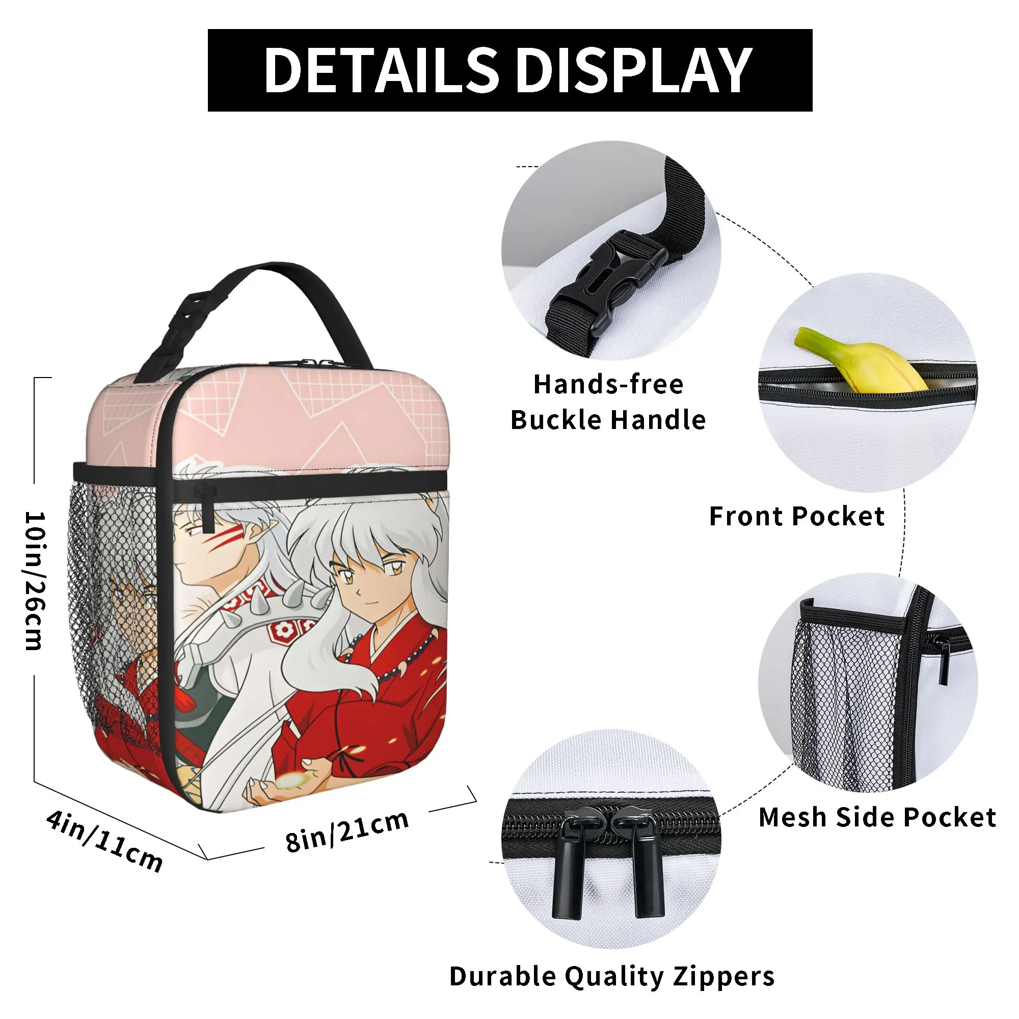 Inuyasha Kagome Higurashi Lunch Bag  School Lunch Box For Child Aesthetic Graphic Thermal Lunch Bags Oxford Portable Cooler Bag view 6