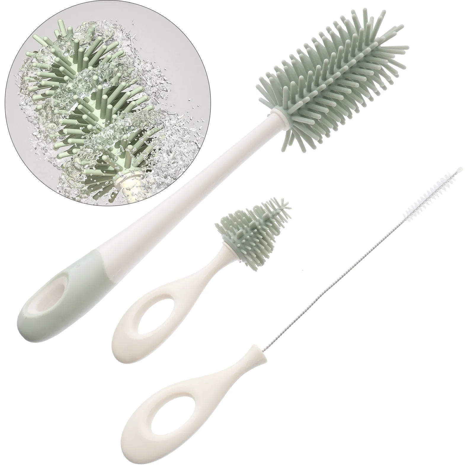 Baby Bottle Cleaning Brush Set Milk Feeding Washer Tools Silicone Kid Water Scrubber Durable Storage Box Drain Rack view 5