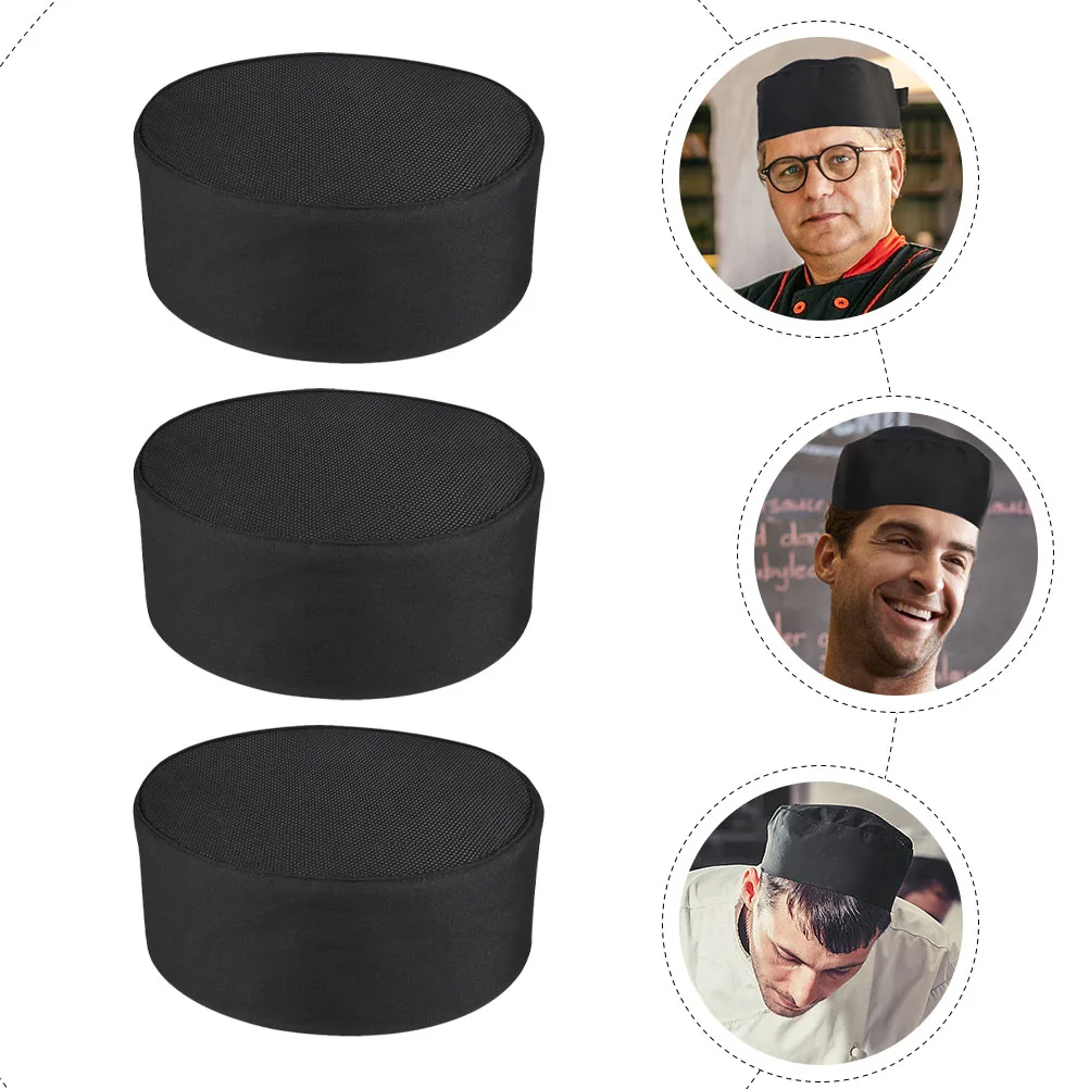 3 pezzi cappello da cuoco nero berretto regolabile in rete traspirante per uomo donna cucina catering abbigliamento da lavoro accessorio uniforme da panettiere