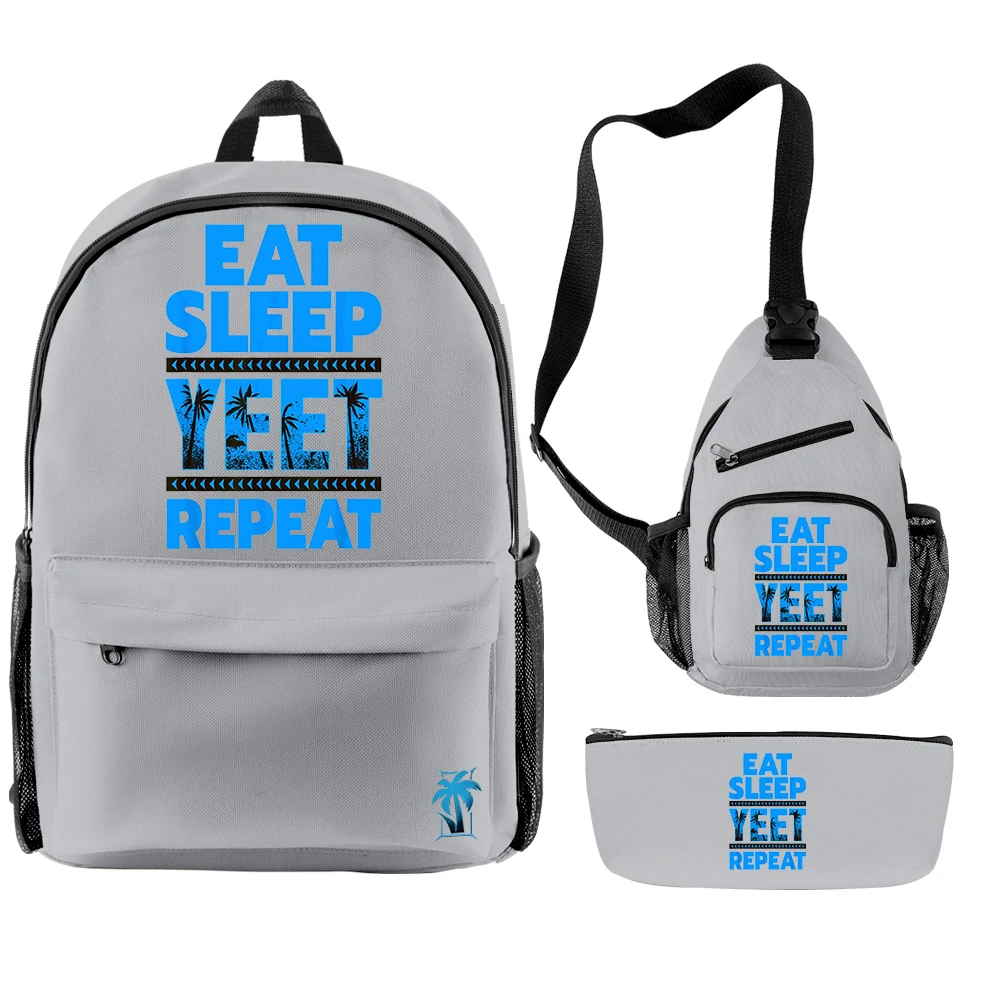 Jey Uso Eat Sleep Yeet Repeat Backpack, mochila casual masculina, sacos de viagem unissex, mochila feminina, bolsa de ombro, 3 peças por conjunto