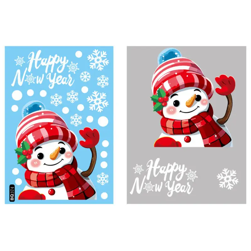 2024 Christmas Decorative Glass Window Stickers Santa Claus Snowman Elk Scene Layout Electrostatic Wall Sticker Happy New Year