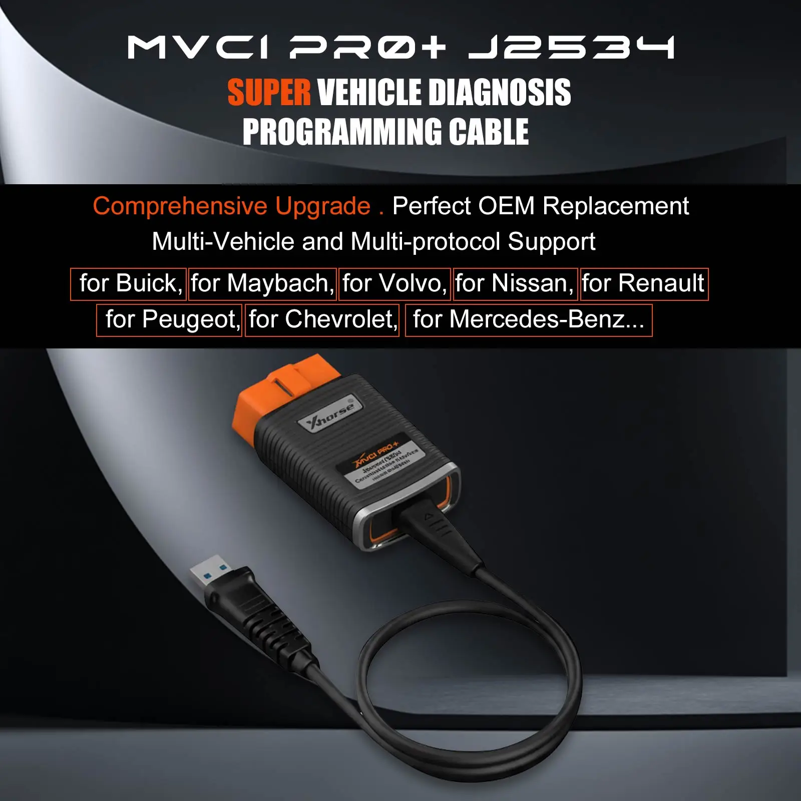 XHORSE XDMVJP MVCI PRO+ J2534 Vehicle Diagnosis Programming Cable Support Multi-Vehicle Multi-Protocol for GM For PSA For D-PDU