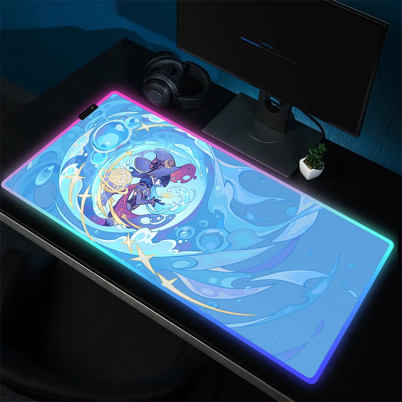 Imagem -04 - Zhong Li-genshin Impact Gaming Mouse Pad com Backlit Rgb Grande Non-slip Mousepad para Gamer Borracha Tapete de Teclado de Computador