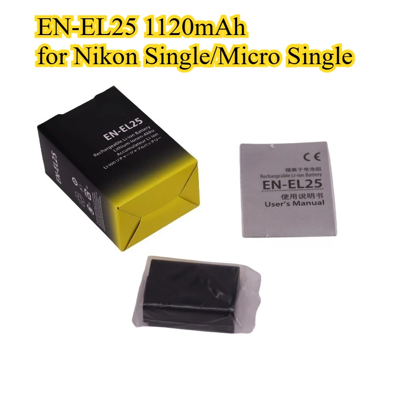 Bateria de substituição EN-EL25 1120mAh para Nikon Z50 Z30 Zfc Z502 Câmera sem espelho Decodificação completa Display LCD