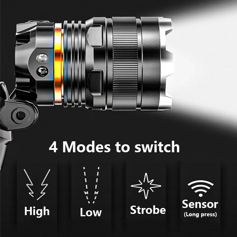 Imagem -05 - Multifuncional Usb Recarregável Led Sensor Farol Zoom Farol Lanterna de Pesca Portátil Alta Poderosa Acampamento ao ar Livre Xhp50