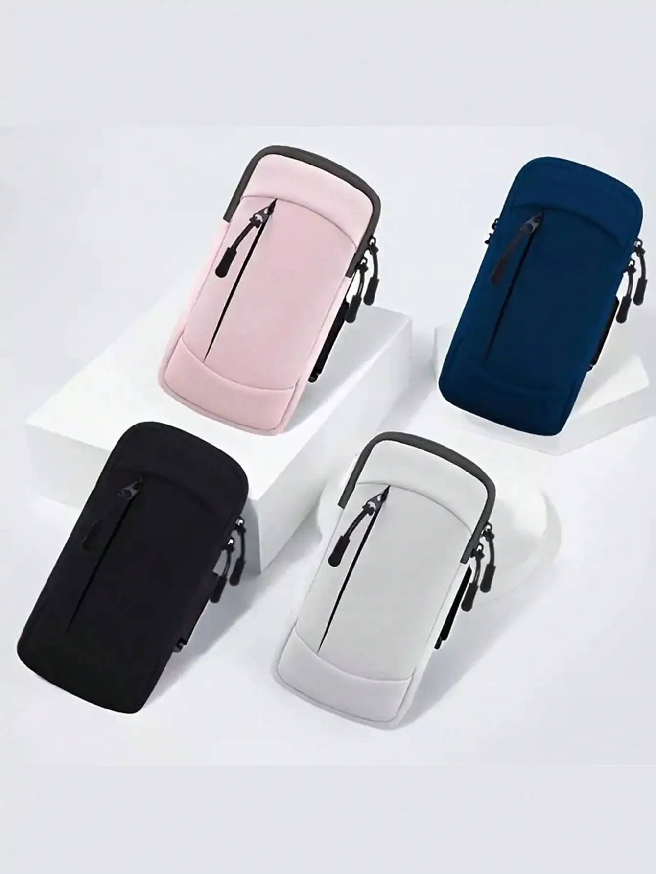 1 Piece Sports Waterproof Arm Bag, Solid Color Polyester Fiber, Zipper Closure, Universal, Suitable for Running, Hiking, Fitness - Adjustable Wrist Strap Phone Pouch
