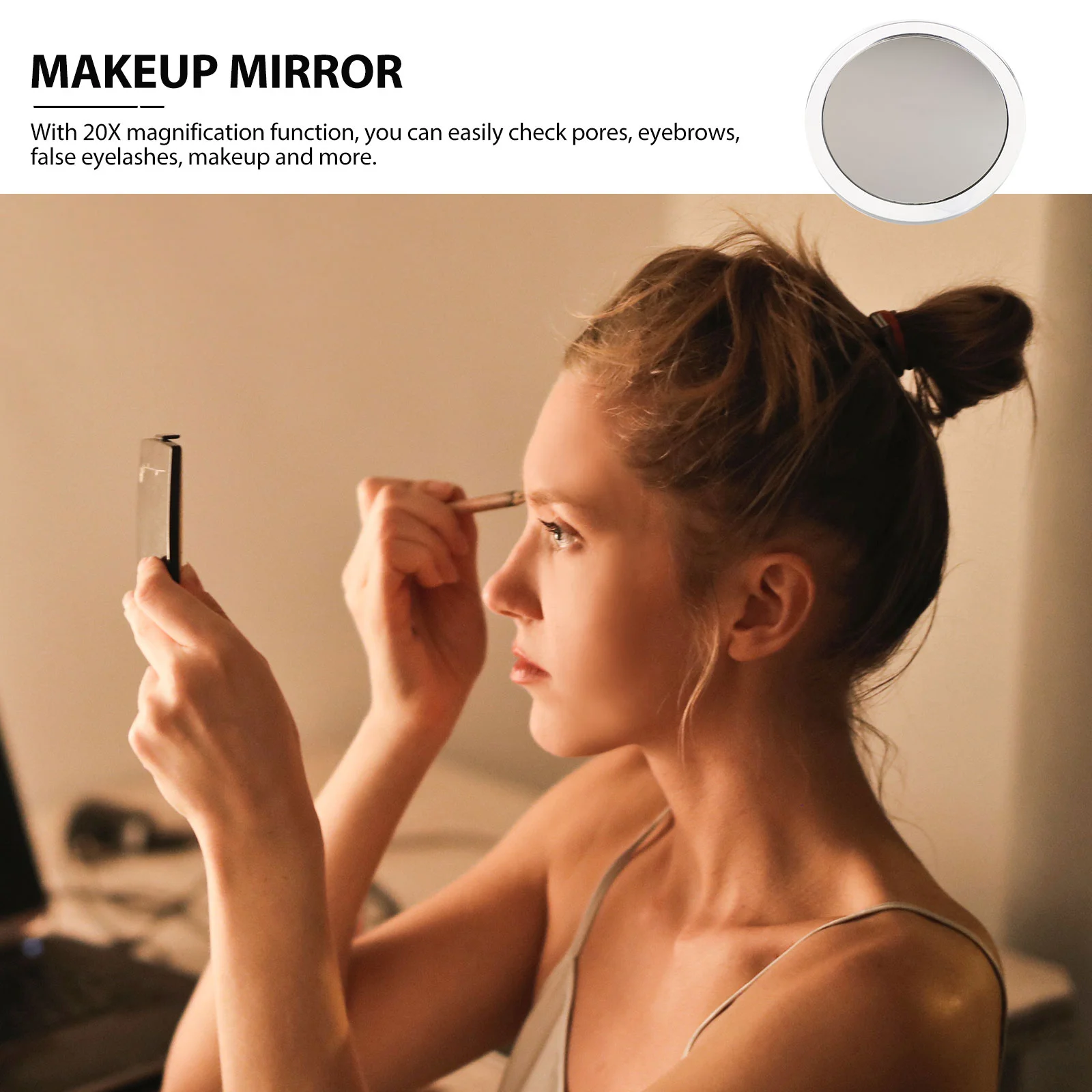 Vanity Mirror Suction Cup Makeup Travel Handheld Plastic Wall- Mounted Portable