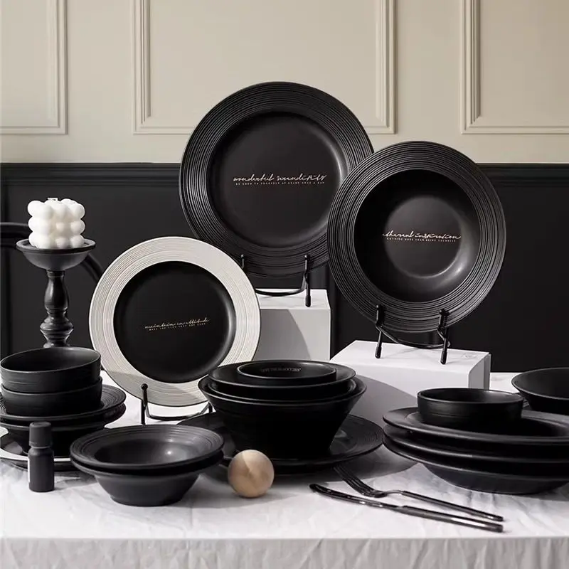 

Minimalist Ceramic Dinnerware Versatile Serving Plates for Steak Breakfast Elegant Stoneware Dishes for Modern Kitchen Tableware