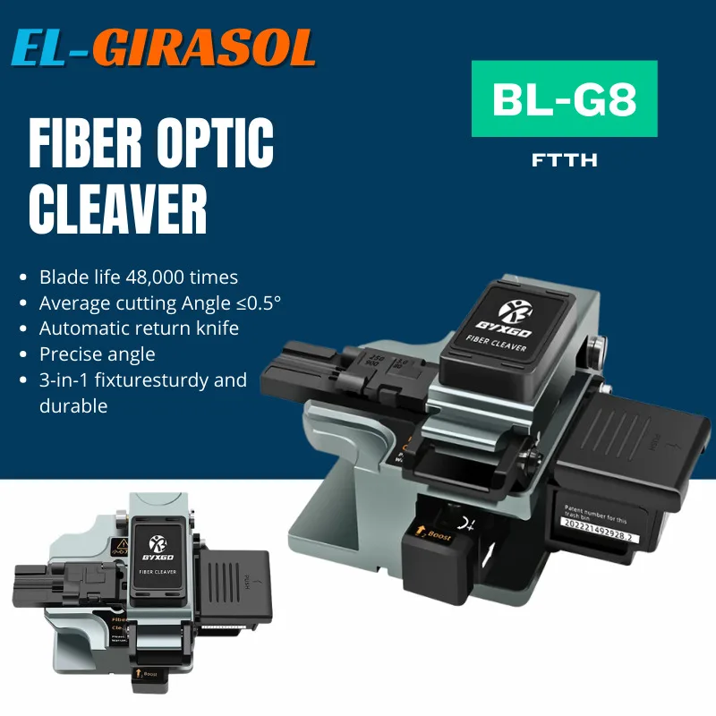 High Precision Fiber Optic Cleaver Black BL-G8 Hot Melt Cold Connection Optic Fiber Cable Cutting Knife Tool 16 Face Blade FTTH