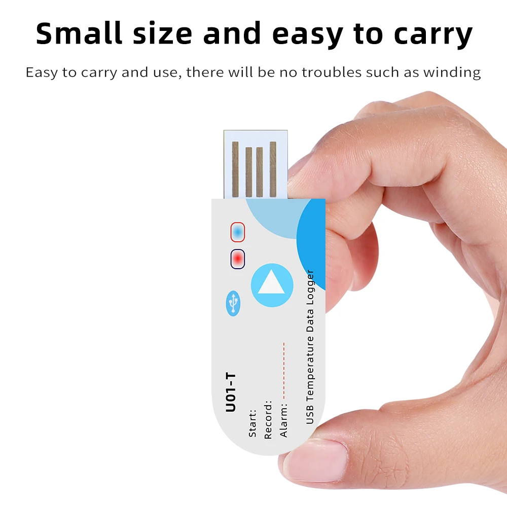 IP67 USB Temperature Data Logger Disposable Recorder, 60 Days 14400 Points Recording With App Report High Precision Temperature