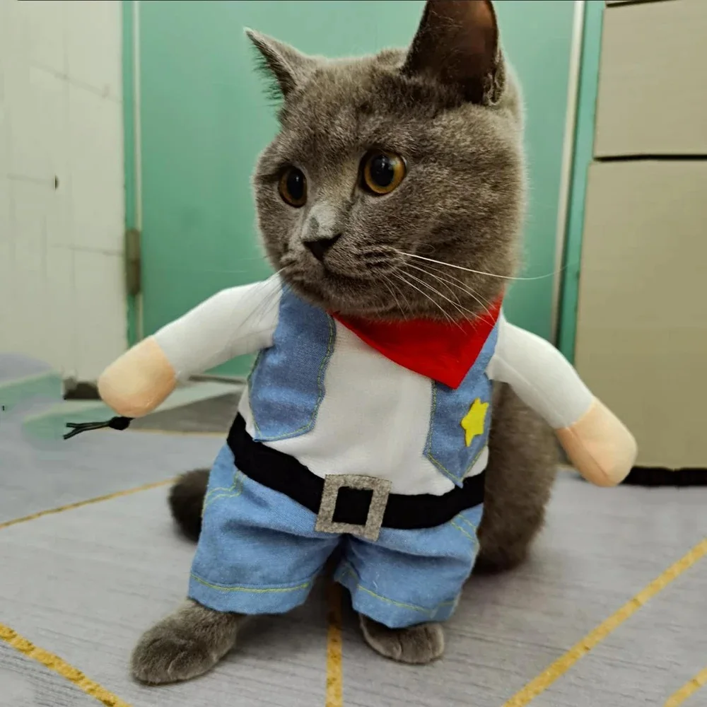 Costume da gatto vestiti divertenti Halloween Cosplay Cowboy Pet outfit per cani di piccola taglia gatti novitร creativa Kitten Party Clothing