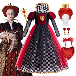 Kids The Red Queen Cosplay Dress Halloween Party Mother And Girl Family Matching Outfits Long Sleeve Sequin Princess Costume