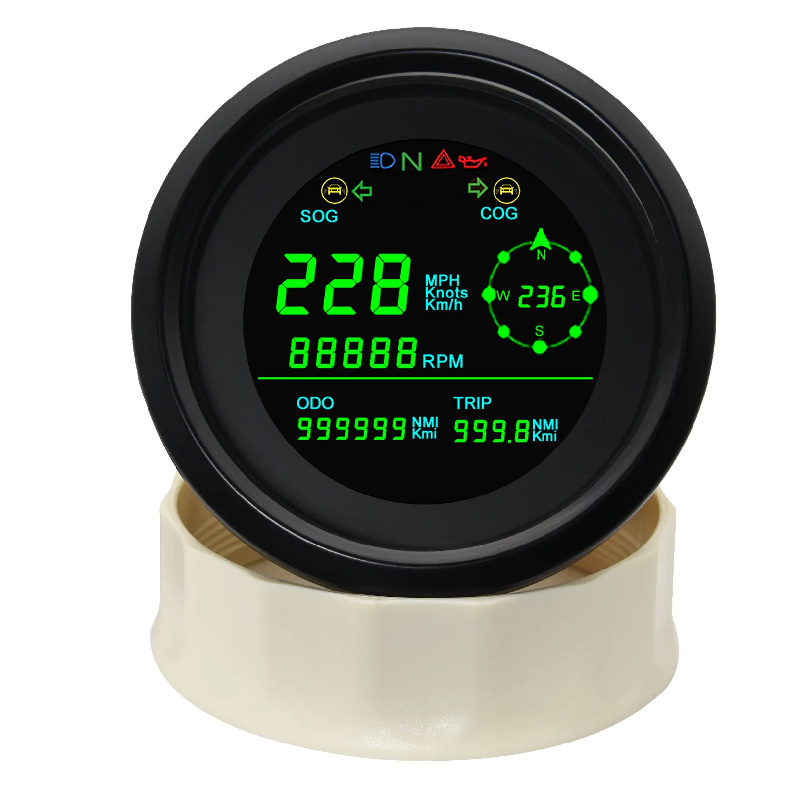 A 85MM GPS Speedometer LCD Tachometer Gauge Trip ODO COG Fuel Level Voltmeter RPM Turn Signal Boat Marine Motorcycle Car 12V/24V