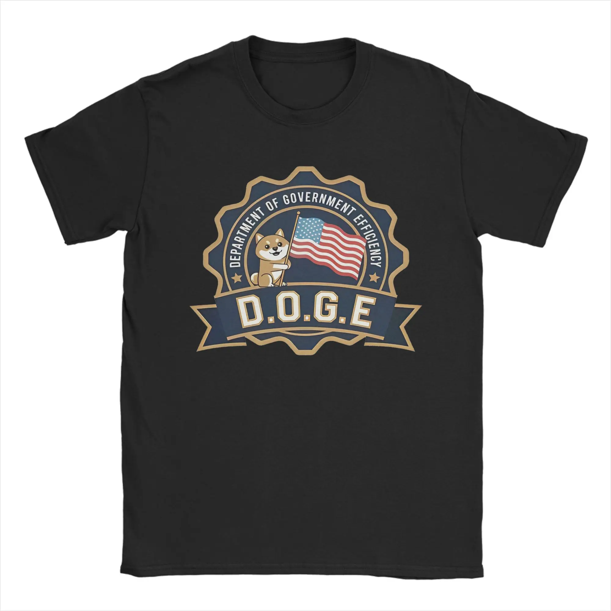 Vintage D.O.G.E Star Badge Patriot Flag T Shirt Unisex Crewneck Short Sleeve Clothing DOGE Cotton Summer TopsTops