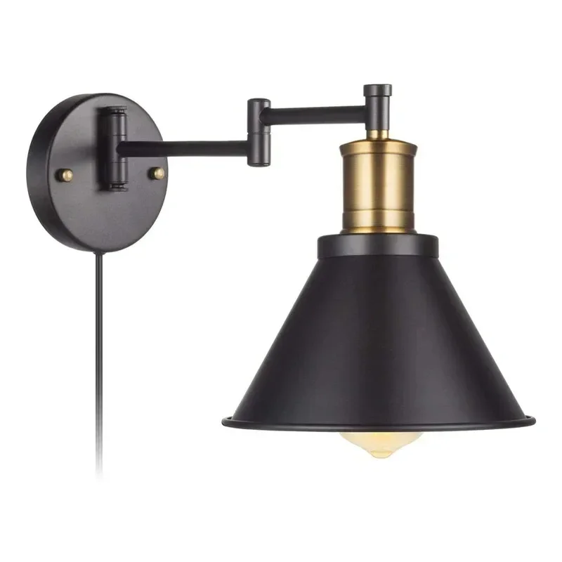 Vintage Wall Lamp Rocker LED Industrial Folding Rotating Wall Sconce  Living Room Bedroom Aisle Bedside Mirror Lamps Knob Switch