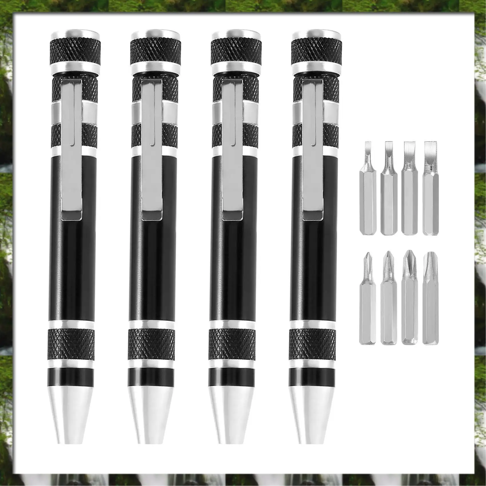The New 4 Pcs Pen Screwdriver Handy Tool Eight In One Magnetic Pocket Screwdriver Multi-Function Mini Gadgets Repair Tools (Blac