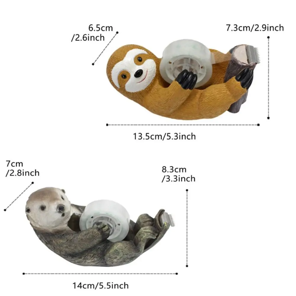 Cartoon Otter Tape Dispenser Animal Shaped Resin Non-Skid Tape Cutter Durable Holder Tape Cutting Tool Sealing Tape