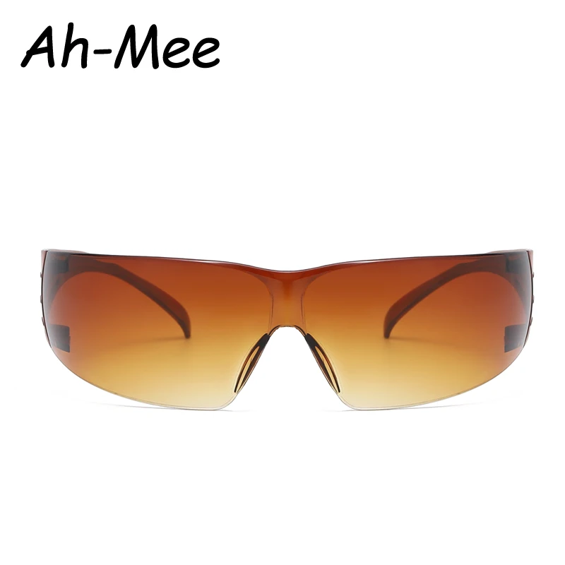 New Punk Sunglasses Goggle One Piece Rimless Sun Glasses Women Men 2000\'s Riding Sport Wrap Around Shades Eyewear UV400