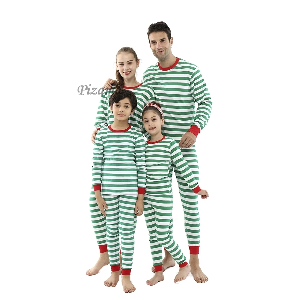 Family Matching Outfits Mother Kids Family Christmas Pajamas Sets Striped Xmas New Year Clothing Set Teenager Homewear Nightwear