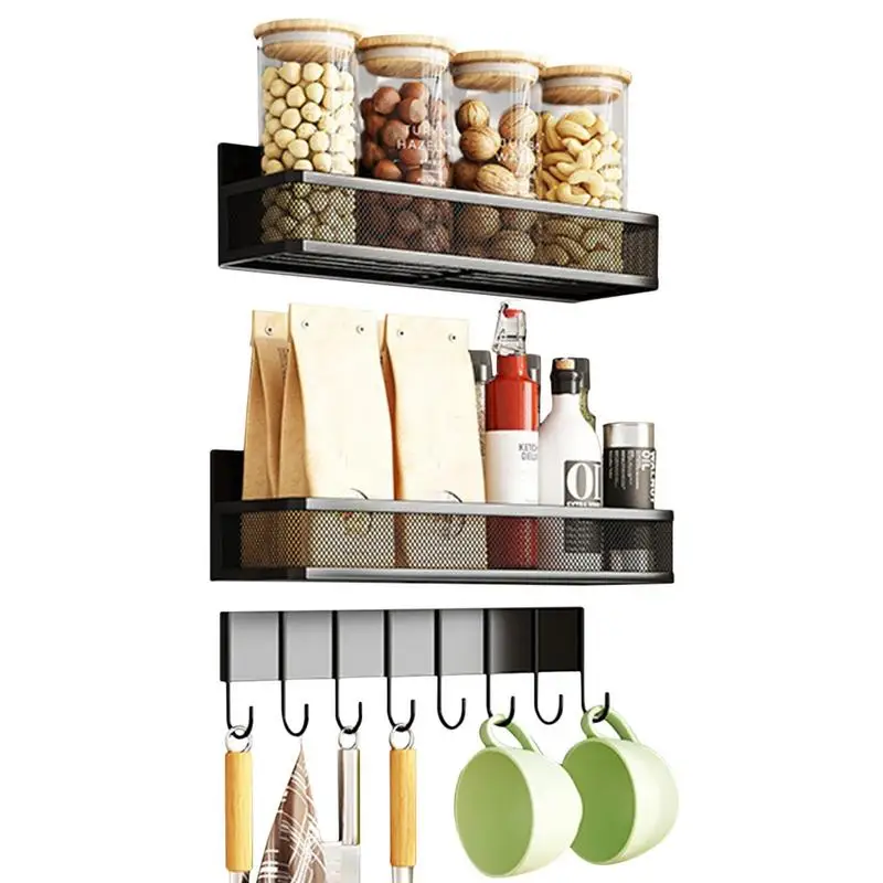 Magnetic Spice Rack Refrigerator Side Shelf Spice Storage Household Fridge Magnetic Shelf Space Saving Kitchen Organizer Rack