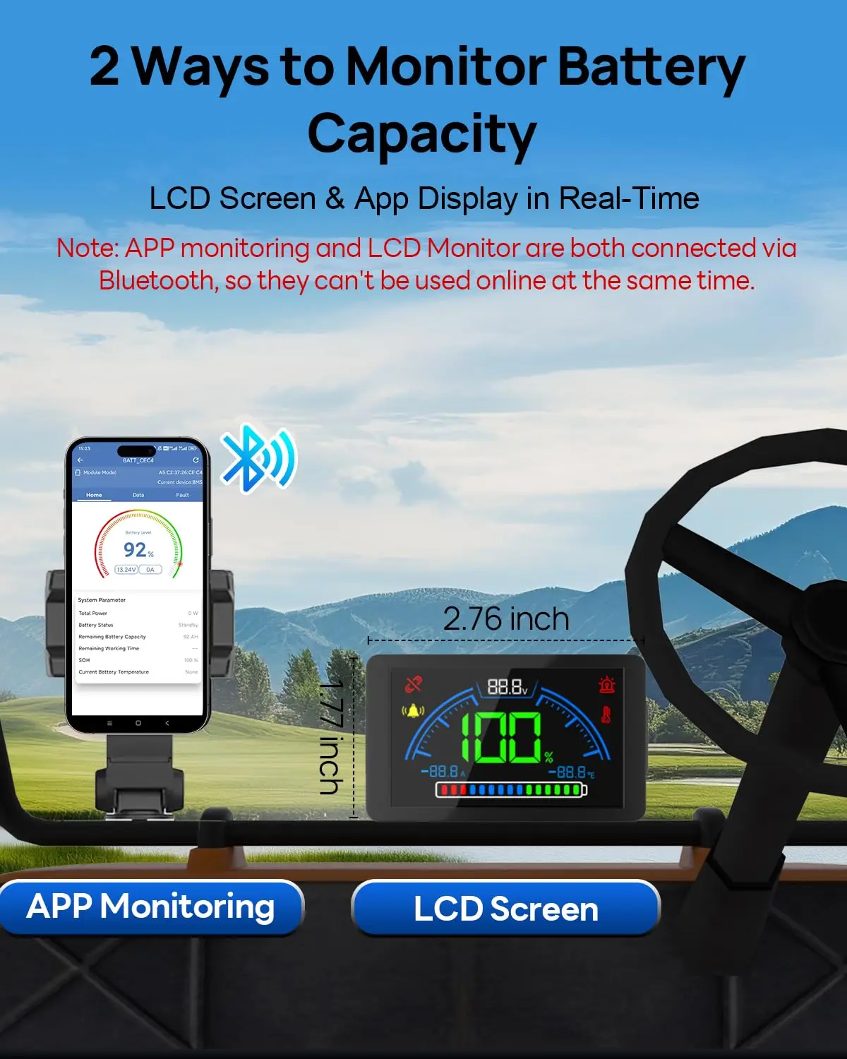 48V 100Ah Lithium Golf Cart Battery w/Switch, Lifepo4 Battery with 48V 18A Lithium Batteries Charger, Smart 200A, Customized view 5